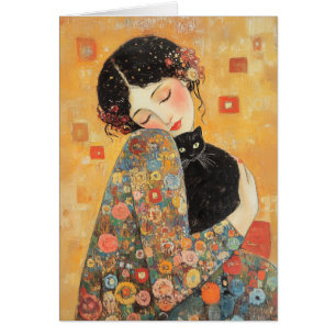 Klimt-Inspired Woman and Cat