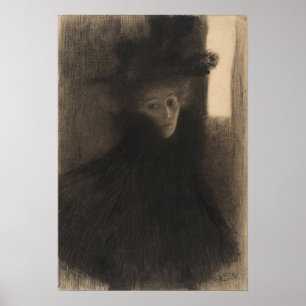 Klimt - Portrait Of A Lady With Cape And Hat 1897 Poster