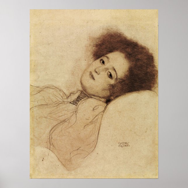 Klimt - Portrait Of A Young Woman Reclining Poster (Front)