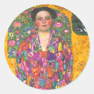 Klimt Portrait of Eugenia Primavesi Classic Round Sticker