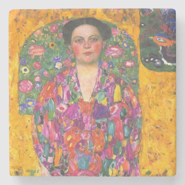 Klimt Portrait of Eugenia Primavesi Stone Coaster (Front)