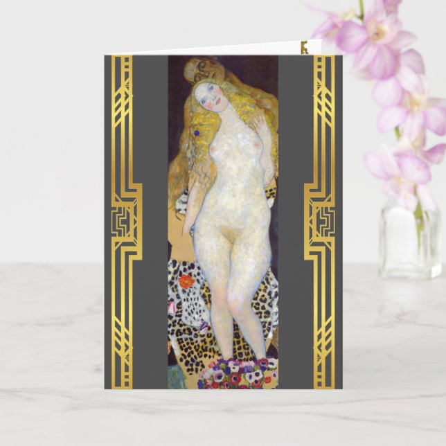 Klimt Restored Adam and Eve Painting Card (Orchid)