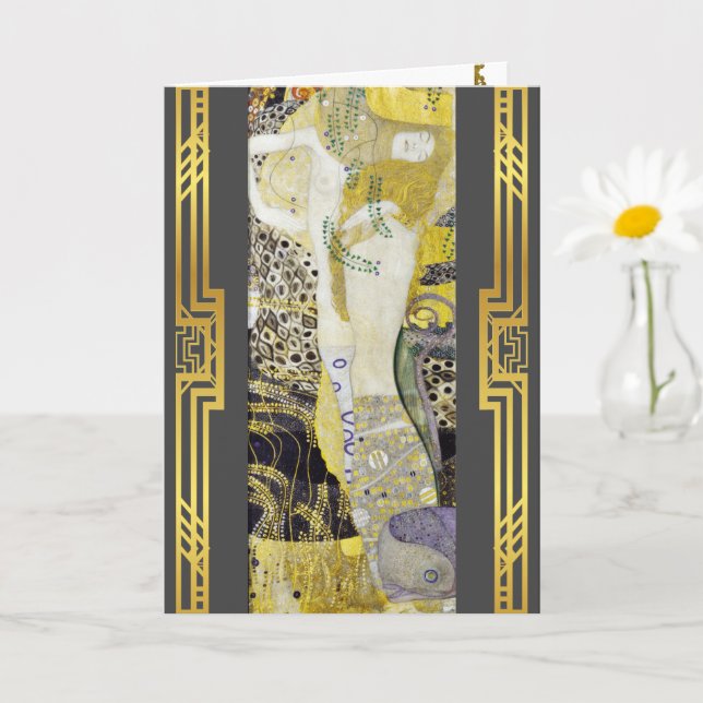 Klimt Restored Water Serpents Painting Card (Small Plant)