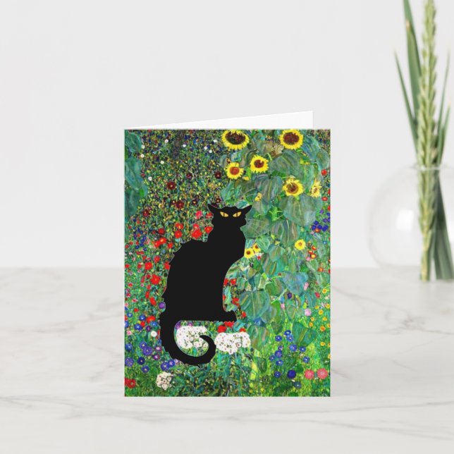 Klimt’s Garden with Le Chat Noir Thank You Card (Front)