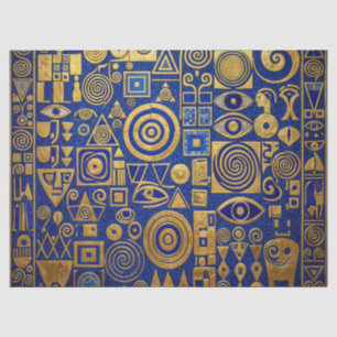 Klimt Style Blue+Gold Egyptian Revival Tissue Paper