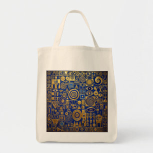 Klimt Style Blue+Gold Egyptian Revival Tote Bag