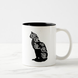 Klimt style cat Two-Tone coffee mug