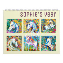 Klimt style cute colorful fantasy unicorn new year