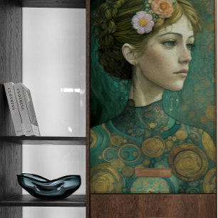 Klimt-Style Girl with Flowers in Hair Decoupage Tissue Paper