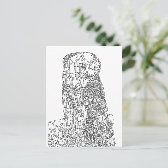 Klimt "The Kiss" Famous Art | Colour Your Own Postcard (Standing Front)