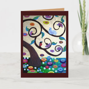 Klimt tree with birds card