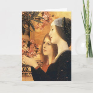 Klimt Two Girls with Oleander Art Nouveau Card