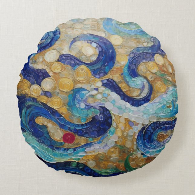 Klimt Water Serpents Round Cushion (Front)