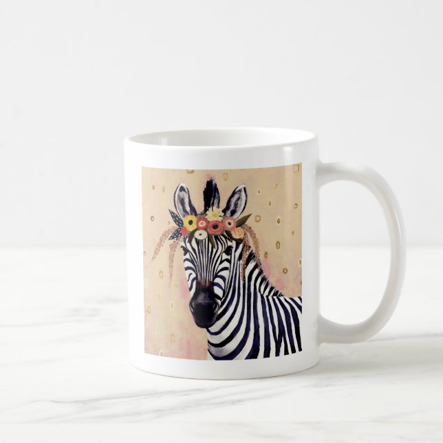 Klimt Zebra | Adorned In Flowers Coffee Mug (Right)
