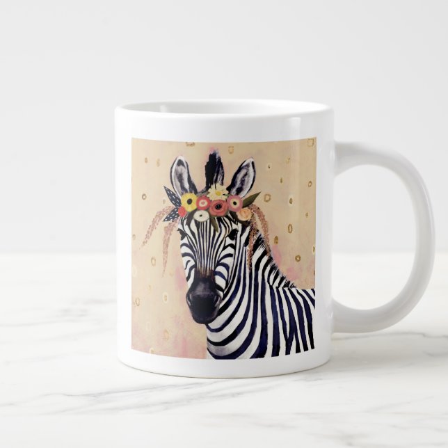 Klimt Zebra | Adorned In Flowers Large Coffee Mug (Right)