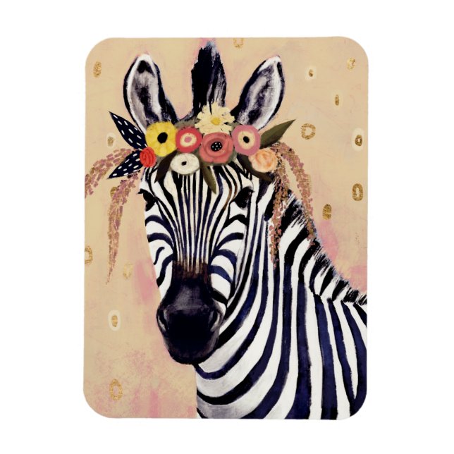 Klimt Zebra | Adorned In Flowers Magnet (Vertical)