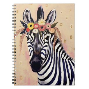 Klimt Zebra   Adorned In Flowers Notebook