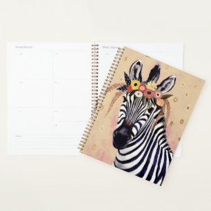 Klimt Zebra Adorned In Flowers Planner