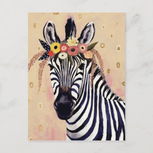 Klimt Zebra   Adorned In Flowers Postcard