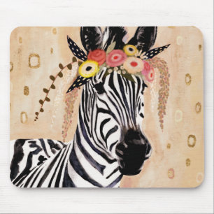 Klimt Zebra   Crown Of Flowers Mouse Mat