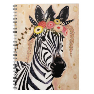 Klimt Zebra   Crown Of Flowers Notebook
