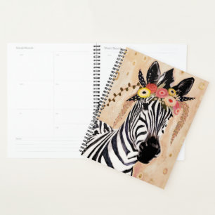 Klimt Zebra   Crown Of Flowers Planner