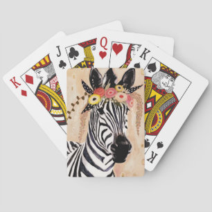 Klimt Zebra Crown Of Flowers Playing Cards