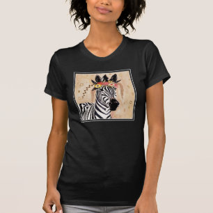 Klimt Zebra   Crown Of Flowers T-Shirt