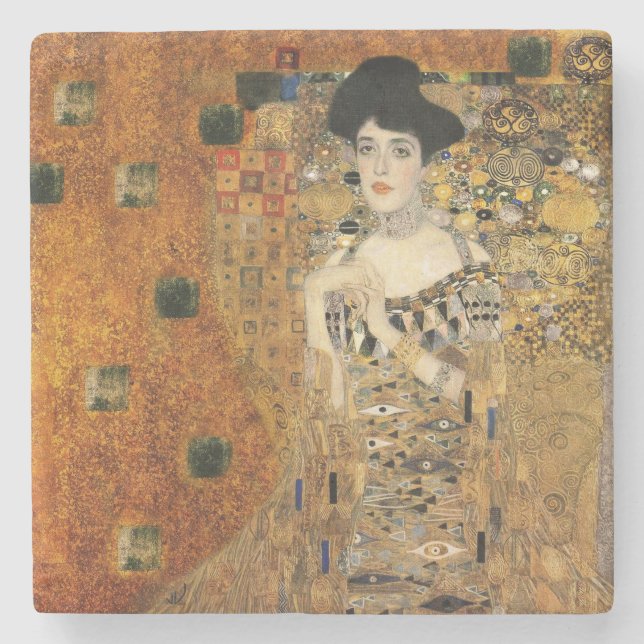 Klimt's Portrait of Adele Bloch-Bauer Stone Coaster (Front)