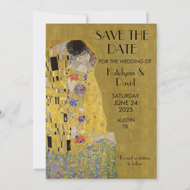Klimt's The Kiss - Art Nouveau Save the Date (Front)