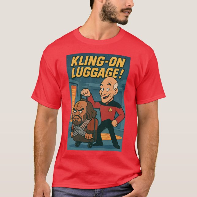 Kling-on Luggage! — A Star Trek Cartoon Parody T-Shirt (Front)