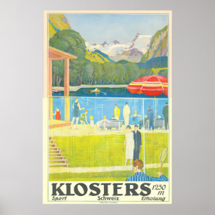 Klosters Swiss Alps Mountains Switzerland Vintage Poster