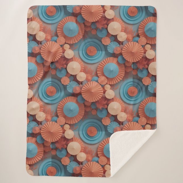Klungkung Coral Geometry Sherpa Blanket (Front)