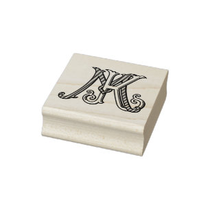 KM Initials MK Monogram Rubber Ink Stamp Wedding