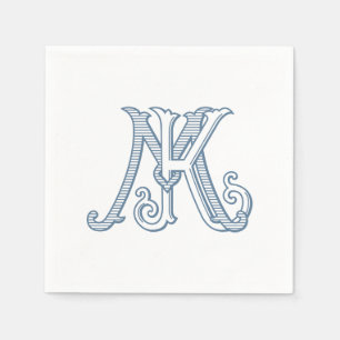 KM Monogram or MK Monogram Napkins in Blue