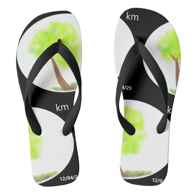 km tree painting flip flops (Footbed)