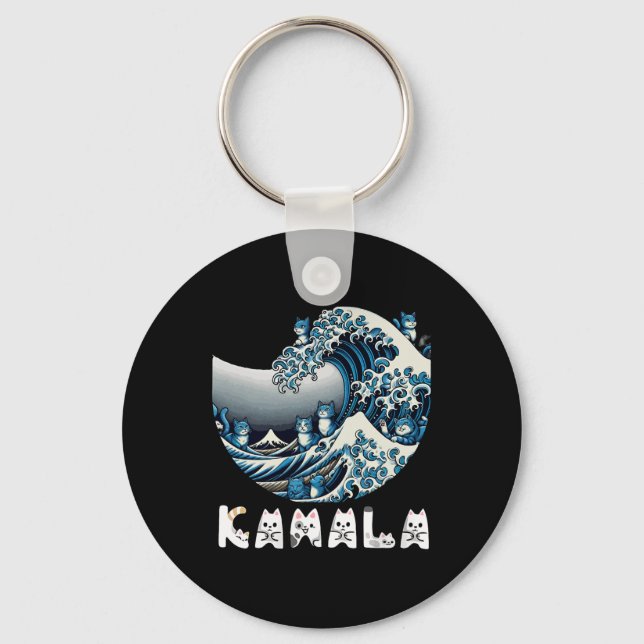 Kmala Haarris Blue Cats Wave Funny For Cat Owners  Key Ring (Front)