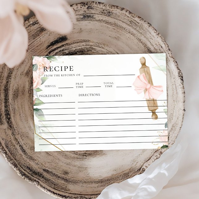 Knead Love Pink Floral Bridal Shower Recipe Card (Creator Uploaded)