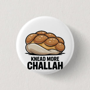 Knead More Challah Jewish Jew Baking 3 Cm Round Badge