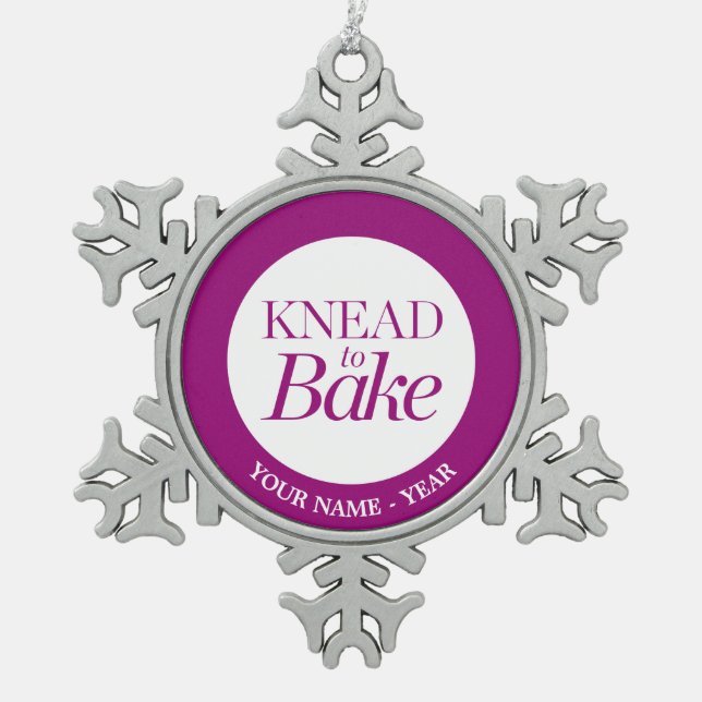 Knead To Bake Snowflake Pewter Christmas Ornament (Front)