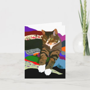 "KNEADING TO FOLD LAUNDRY" cat Card