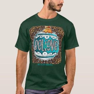 Knee Injury Awareness Believe Ornament Leopard chr T-Shirt