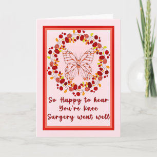 Knee Surgery Get Well with Butterfly & Wreath Card