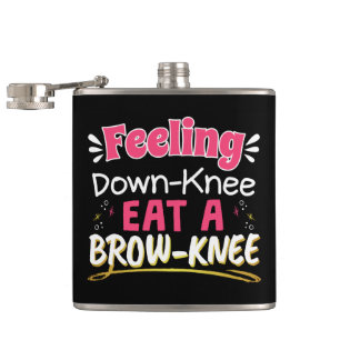 Knee Surgery Positivity Pun - Cute Brownie Hip Flask