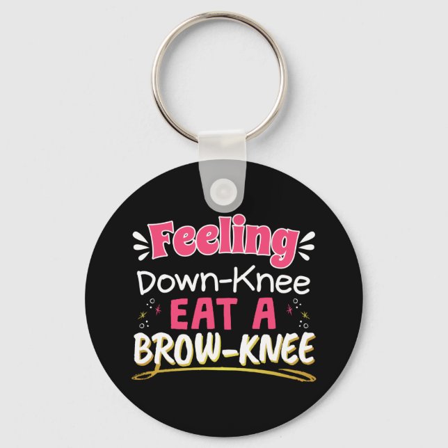Knee Surgery Positivity Pun - Cute Brownie Key Ring (Front)