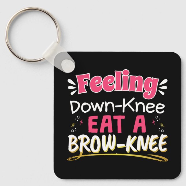 Knee Surgery Positivity Pun - Cute Brownie Key Ring (Front)