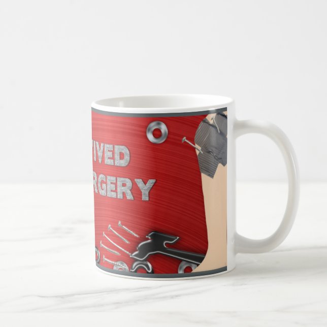 KNEE SURGERY SURVIVOR MUG - RED- NUTS AND BOLTS (Right)