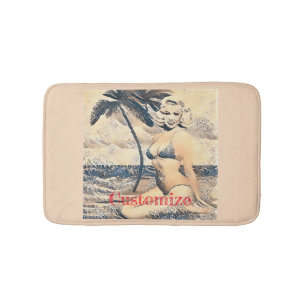 Kneeling Blonde Bikini Model Thunder_Cove Bath Mat
