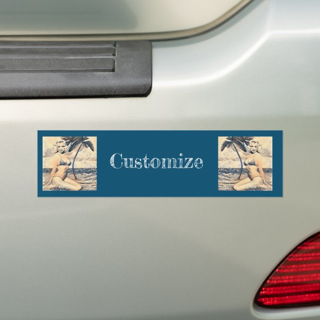 Kneeling Blonde Bikini Model Thunder_Cove Bumper Sticker (On Car)