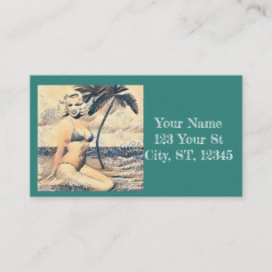 Kneeling Blonde Bikini Model Thunder_Cove Business Card